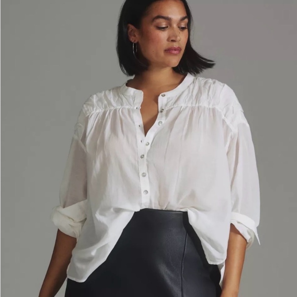 Pilcro White Henley Blouse | Anthropologie
